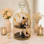 Luxury Makeup Organizer Pakistan with gold frame and perfume storage