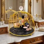 Luxury Makeup Organizer Pakistan with gold frame and perfume storage