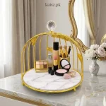 Luxury Makeup Organizer Pakistan with gold frame and perfume storage