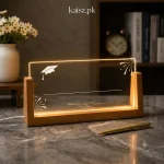 Personalized Office Table Name Lamp acrylic LED desk sign with wooden base