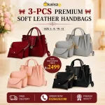 Premium Soft Leather Handbags Pakistan 3-piece shoulder bag set