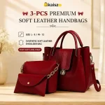 Premium Soft Leather Handbags Pakistan 3-piece shoulder bag set
