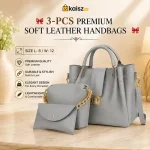 Premium Soft Leather Handbags Pakistan 3-piece shoulder bag set