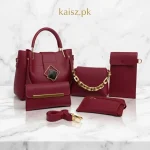 Premium Soft Leather Handbags Pakistan 5-piece ladies shoulder bag set