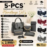 Premium Soft Leather Handbags Pakistan 5-piece ladies shoulder bag set