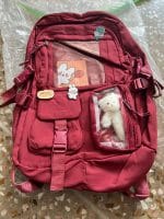 Cute Women Backpack Multi Pocket Canvas School Bag White Student Bag For Teenage Girls - Image 5