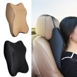 Universal Car Neck Seat Pillow – Soft Memory Foam Headrest (Beige & Black) - Image 2