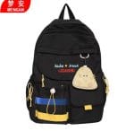 Stylish Black Backpack with Blue & Yellow Stripes + Cute Mouse-Shaped Coin Purse | Lightweight, Durable, School & Travel Bag - Image 4