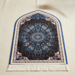 Luxury Ottoman Mandala Velvet Prayer Rug – Deep Blue & Black 70x115 cm | Elegant Islamic Janamaz