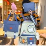 5 Set Backpack For Teenager Girl Waterproof High Capacity School Bags Female Student Cute BookBags - Image 2