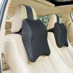 Universal Car Neck Seat Pillow – Soft Memory Foam Headrest (Beige & Black)