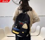 Stylish Black Backpack with Blue & Yellow Stripes + Cute Mouse-Shaped Coin Purse | Lightweight, Durable, School & Travel Bag - Image 3