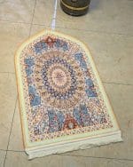 Golden Sunburst Persian Mandala Velvet Prayer Mat Janamaz (70x115 cm) - Image 2
