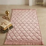 Royal Cream Velvet Prayer Mat with Gold Border and Tassels