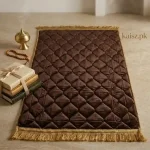 Royal Cream Velvet Prayer Mat with Gold Border and Tassels