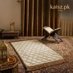 Royal Cream Velvet Prayer Mat with Gold Border and Tassels