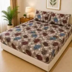 Waterproof king size bedsheet with quilted floral design and pillow covers