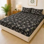 Waterproof king size bedsheet with quilted floral design and pillow covers