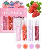 Pack of 4 - Fruit Lip Oil Set, Non-Sticky Long Lasting Moisturizing Lip Oil Lip Care Oil - Image 5