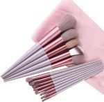 13 Pcs Professional Makeup Brush Set with Soft Bristles and Elegant Velvet Storage Bag for Face, Eyes, Blending, Foundation, Powder, Blush and Everyday Makeup - Image 6