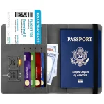 RFID Blocking Passport Wallet  | PU Leather Travel Document Holder with Card & Cash Pockets | Random Color