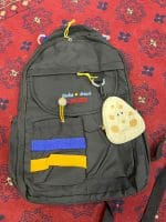 Stylish Black Backpack with Blue & Yellow Stripes + Cute Mouse-Shaped Coin Purse | Lightweight, Durable, School & Travel Bag - Image 5
