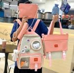 5 Set Backpack For Teenager Girl Waterproof High Capacity School Bags Female Student Cute BookBags - Image 4