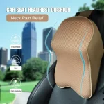 Universal Car Neck Seat Pillow – Soft Memory Foam Headrest (Beige & Black) - Image 4